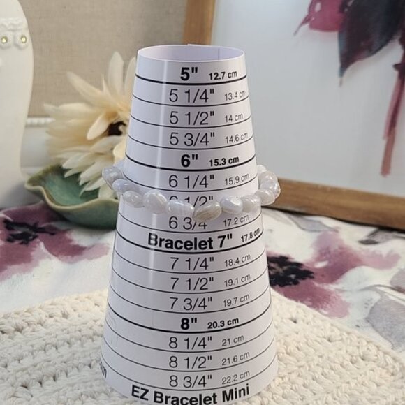 Blue Lace Agate Gemstone Bracelet | 8-12mm Tumbled Crystal Stretch Jewelry - Picture 7 of 7